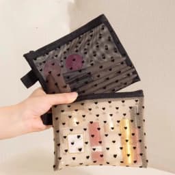 Mesh Makeup Bag Small Clear Cosmetic Pouch for Women Mini Lipstick Organizer Travel Card Toiletry Bag Storage Pouch for Purse