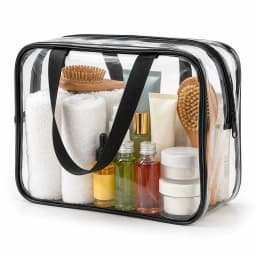 Clear Toiletry Bag Large Waterproof PVC Cosmetic Bag Transparent Travel Organizer with Handles for Women Bathroom Beach Storage