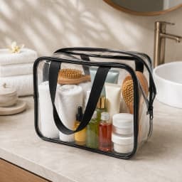 Clear Toiletry Bag Large Waterproof PVC Cosmetic Bag Transparent Travel Organizer with Handles for Women Bathroom Beach Storage