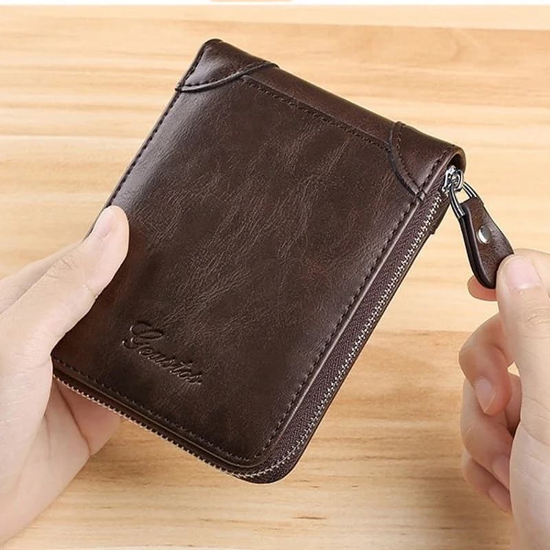 Business Casual Men's Zipper Wallet, Multi-card Slot ID Holder Wallet