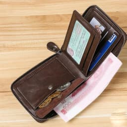 Business Casual Men's Zipper Wallet, Multi-card Slot ID Holder Wallet