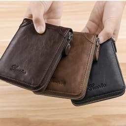 Business Casual Men's Zipper Wallet, Multi-card Slot ID Holder Wallet
