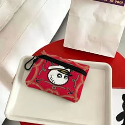 L-Leisure-M-M-Malbones Golf Compact Oxford Cloth Coin Purse Detachable Carabiner Hook Portable Key Card Organizer Pouch