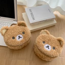 Hot Sales Gift: Anime Relaxed Bear Plush Cosmetic Bag - Women Girl Jewelry Organizer Pouch Makeup Storage Handbag