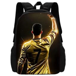 Football Star Child School Backpack with Lunch R-Ronaldos Bags ,Pencil Bags ,C-CR7 School Bags for Boys Girls Best Gift