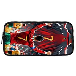 Football Star Child School Backpack with Lunch R-Ronaldos Bags ,Pencil Bags ,C-CR7 School Bags for Boys Girls Best Gift
