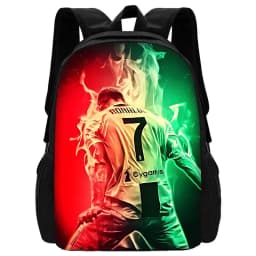 Football Star Child School Backpack with Lunch R-Ronaldos Bags ,Pencil Bags ,C-CR7 School Bags for Boys Girls Best Gift