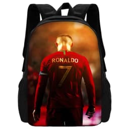 Football Star Child School Backpack with Lunch R-Ronaldos Bags ,Pencil Bags ,C-CR7 School Bags for Boys Girls Best Gift