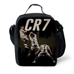 Football Star Child School Backpack with Lunch R-Ronaldos Bags ,Pencil Bags ,C-CR7 School Bags for Boys Girls Best Gift