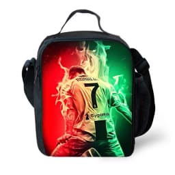 Football Star Child School Backpack with Lunch R-Ronaldos Bags ,Pencil Bags ,C-CR7 School Bags for Boys Girls Best Gift
