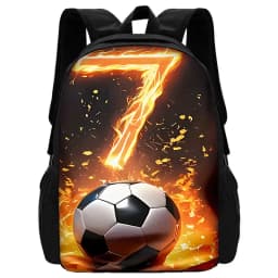 Football Star Child School Backpack with Lunch R-Ronaldos Bags ,Pencil Bags ,C-CR7 School Bags for Boys Girls Best Gift