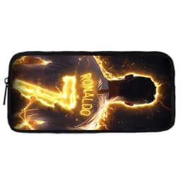 Football Star Child School Backpack with Lunch R-Ronaldos Bags ,Pencil Bags ,C-CR7 School Bags for Boys Girls Best Gift
