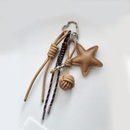 PU Leather Star and Ball Pendant Love Heart Ring Keychain Women Bag Decoration Backpace Accessories for Daily Use Gifts