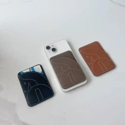 Simple PU Magnetic Card Holder Short Handmade Business Card Holder Large Capacity Back Sticker Stealth Name Card Clip