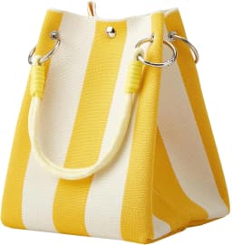 Korean Style Mini Knit Tote Bag Women Striped Crochet Bucket Handbag Lightweight Summer Daily Shoulder Purse For Vacation