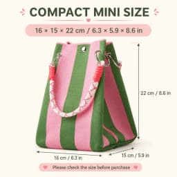 Korean Style Mini Knit Tote Bag Women Striped Crochet Bucket Handbag Lightweight Summer Daily Shoulder Purse For Vacation