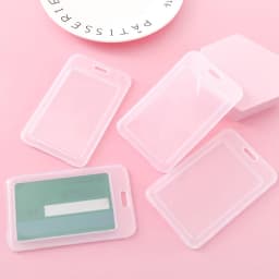2pcs Transparent ID IC Credit Card Holder Protector Case Clear Badge Holder Working Permit Sleeve Cover for Staff Workers ID Tag