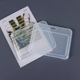2pcs Transparent ID IC Credit Card Holder Protector Case Clear Badge Holder Working Permit Sleeve Cover for Staff Workers ID Tag