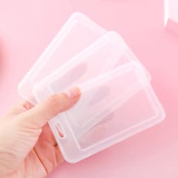 2pcs Transparent ID IC Credit Card Holder Protector Case Clear Badge Holder Working Permit Sleeve Cover for Staff Workers ID Tag