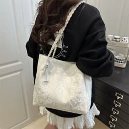 Texture Leisure New Chinese Style Shoulder Bag Antique Versatile Large Capacity Tote Bag Hanfu Element Work Commuter Storage Bag