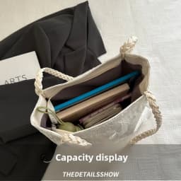 Texture Leisure New Chinese Style Shoulder Bag Antique Versatile Large Capacity Tote Bag Hanfu Element Work Commuter Storage Bag
