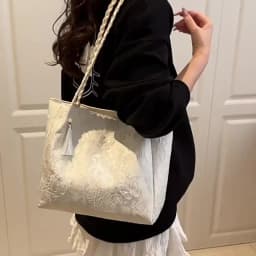 Texture Leisure New Chinese Style Shoulder Bag Antique Versatile Large Capacity Tote Bag Hanfu Element Work Commuter Storage Bag
