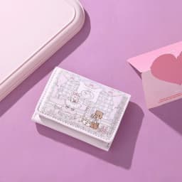 PU Leather Kawaii Lolita Style Ballet Bunny & Bear Printed Short Wallet