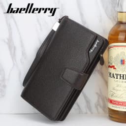 Baellerry Men's Long Wallet Casual Business Zipper Handbag Large Capacity Mobile Phone Storage Bag with Card Holder
