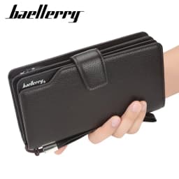 Baellerry Men's Long Wallet Casual Business Zipper Handbag Large Capacity Mobile Phone Storage Bag with Card Holder