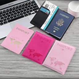 PU Leather Passport Cover For Men & Women World Map Travel Passport Case Organizer - Protective Card Holder ID Document Covers