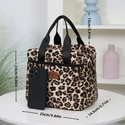 Thickened Nylon Fabric Lunch Bag with Aluminum Foil Inner Large Capacity Portable Lunch Box Storage Bag for Work Picnic Scho