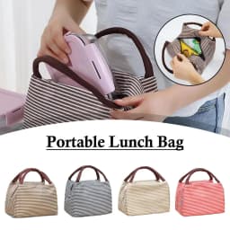 Stripes Lunch Bag For Women Isothermal Bag Packaged Food Thermal Bags Thermo Pouch Kids Lunch Bag Refrigerator Bag