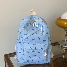 Fashionable Cute Backpack Bow Print Bookbag with Laptop Protection Adjustable Straps Laptop Backpack for Back To School Season