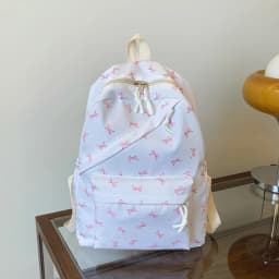 Fashionable Cute Backpack Bow Print Bookbag with Laptop Protection Adjustable Straps Laptop Backpack for Back To School Season