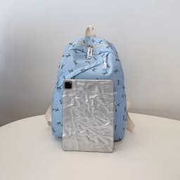 Fashionable Cute Backpack Bow Print Bookbag with Laptop Protection Adjustable Straps Laptop Backpack for Back To School Season