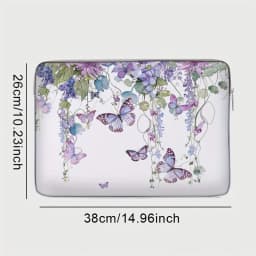 One Piece Set, Two Styles, Purple butterfly Pattern Laptop Bag and Briefcase, Suitable for 14 inch Laptops