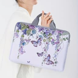 One Piece Set, Two Styles, Purple butterfly Pattern Laptop Bag and Briefcase, Suitable for 14 inch Laptops