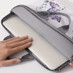 One Piece Set, Two Styles, Purple butterfly Pattern Laptop Bag and Briefcase, Suitable for 14 inch Laptops
