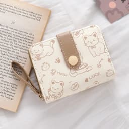 Cute Cat Wallets for Women Card Holder Small Purses with Zip Coin Pocket High Quality Square Hand Bags