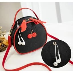 Fashion Cherry Pattern Sweet Girls Small Round Bag Handbag Simple Casual Student Mini Travel Backpack Handbags Shoulder Bags