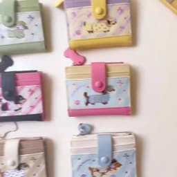 Ins Dachshund Embroidery Short Wallet Dopamine Color Cartoon Dog Card Bag PU Zipper Coin Purse Women Girl