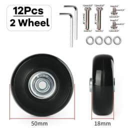 4/2Pcs Luggage Suitcase Replacement Wheels, 50x18mm PU Caster Wheels Bearings Repair Kits, Shelf Replacement Wheels for Luggage