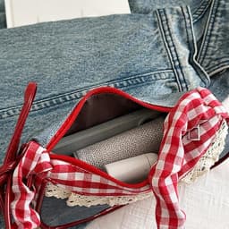 Fashion Grid Women Bag Lace Ribbon Stretchable Shoulder Strap Single Shoulder Underarm Bag Daily Commuting Student Handbag