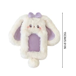 1PCS Plush Photocard Holder Cute Cartoon Rabbit with Long Ears Design Soft ID Credit Card Protector Band Photo Card Sleeve