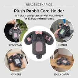 1PCS Plush Photocard Holder Cute Cartoon Rabbit with Long Ears Design Soft ID Credit Card Protector Band Photo Card Sleeve
