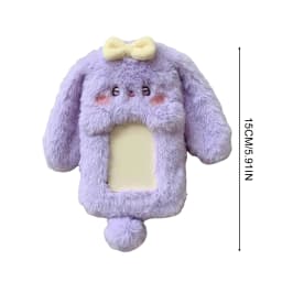 1PCS Plush Photocard Holder Cute Cartoon Rabbit with Long Ears Design Soft ID Credit Card Protector Band Photo Card Sleeve
