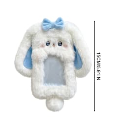 1PCS Plush Photocard Holder Cute Cartoon Rabbit with Long Ears Design Soft ID Credit Card Protector Band Photo Card Sleeve