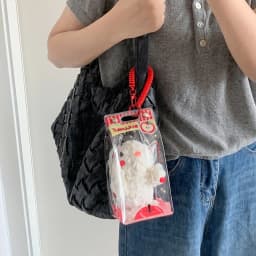 Cartoon Four Clover PVC Transparent Backpack Pendant Keychain Doll Bag Cute Storage Anime Figure Decoration Display Bag GirlGift