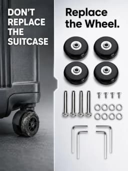 Luggage Wheels Replacement Black Rubber Universal Casters Fix Noisy Broken Suitcase Spinner Repair Parts Kit for Travel DIY User
