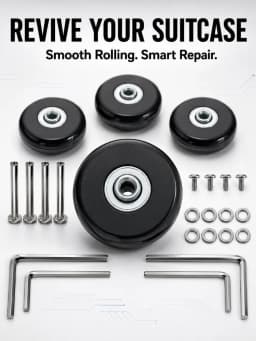 Luggage Wheels Replacement Black Rubber Universal Casters Fix Noisy Broken Suitcase Spinner Repair Parts Kit for Travel DIY User